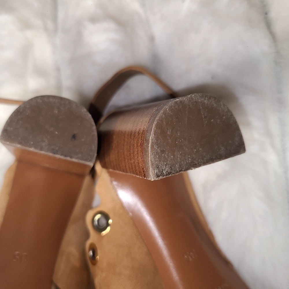Chloe Tan Slingback Sandals with Cutout Design - Picture 9 of 10